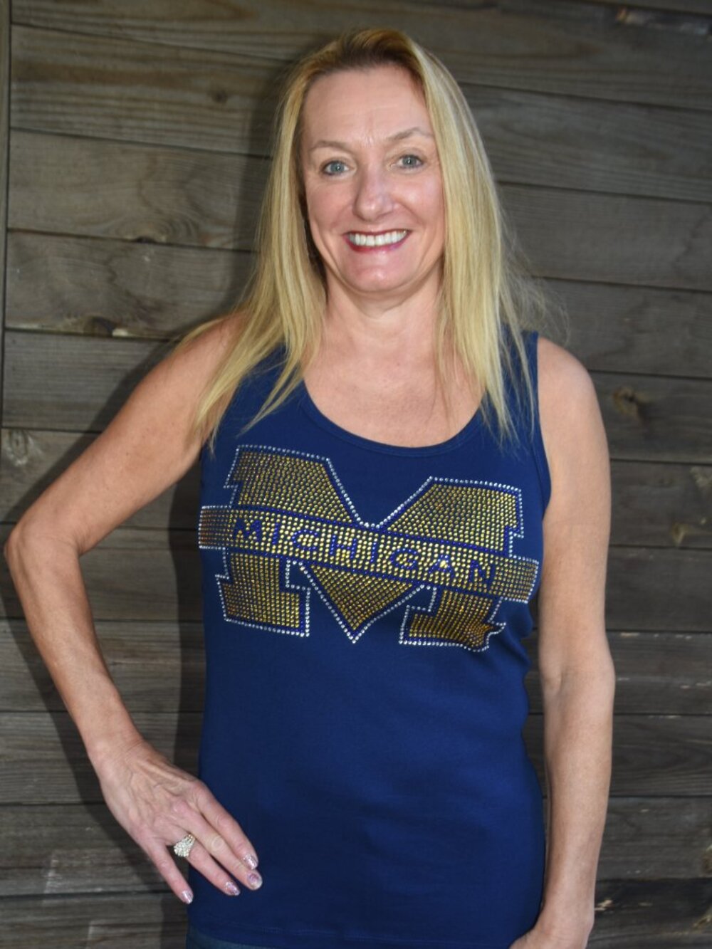 Michigan Wolverines navy blue sleeveless tank  XS S M L XL XXL 1X…